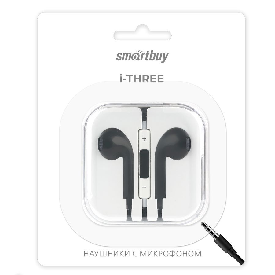 

Проводная гарнитура Smartbuy i-Three, jack 3.5 mm, черный (SBH-104-BA), i-Three
