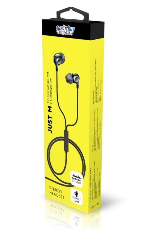 

Проводная гарнитура Smartbuy JUST M, jack 3.5 mm, черный (SBH-701), JUST M