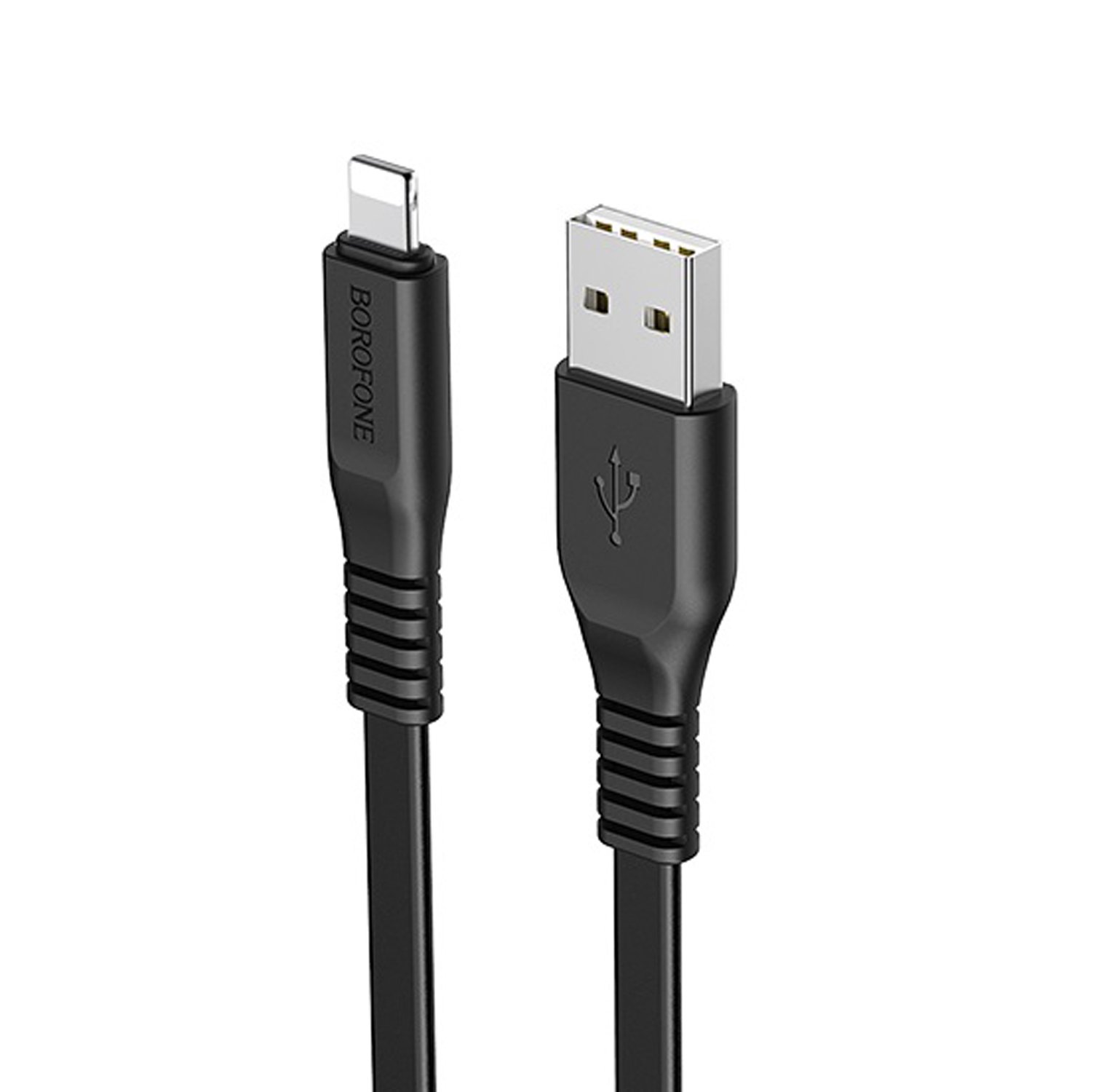 

Кабель USB-Lightning 8-pin, плоский, 2.1A, 1м, черный Borofone Wide power BX23, BX23