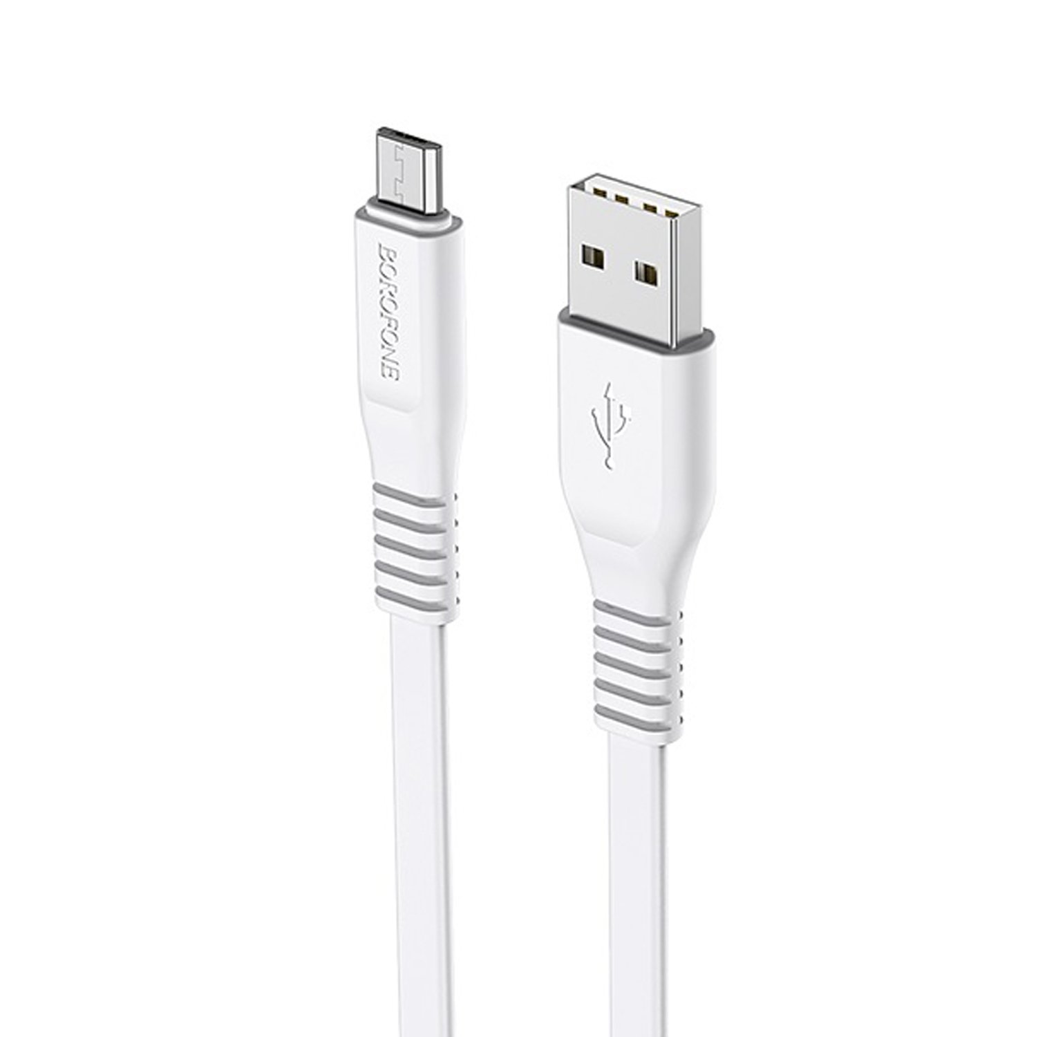 

Кабель USB-Micro USB, плоский, 2.1A, 1м, белый Borofone Wide power BX23, BX23