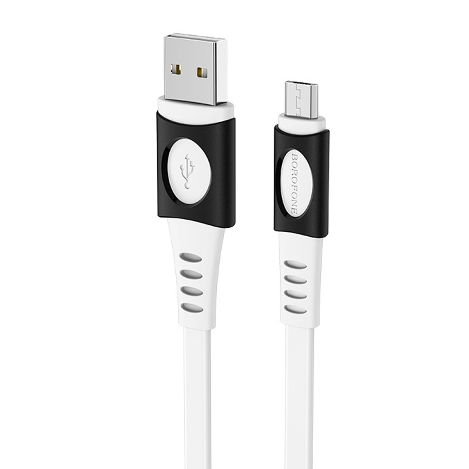 

Кабель USB-Micro USB, плоский быстрая зарядка, 1м, белый Borofone Carib BX35, BX35