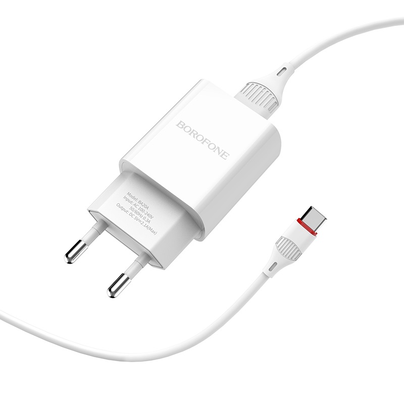 Сетевое зарядное устройство Borofone BA20A Sharp, 2.1А, белый