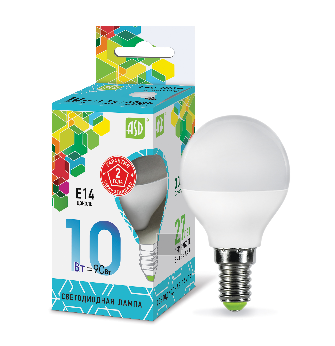 

Лампа светодиодная E14 шар/P45, 10Вт, 4000K / белый, 900лм, ASD LED-ШАР standart (4690612015453), LED-ШАР
