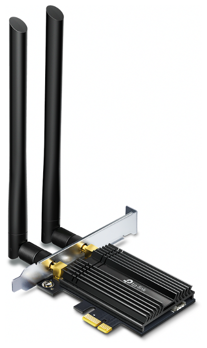 Адаптер Bluetooth+Wi-Fi TP-LINK ARCHER TX50E, 802.11a/b/g/n/ac/ax, 2.4 / 5 ГГц, до 2.98 Гбит/с, 20 дБм, PCI-E, внешних антенн: 2