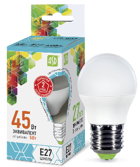 

Лампа светодиодная E27 шар/P45, 5Вт, 4000K / белый, 450лм, ASD LED-ШАР standart (4690612002187), LED-ШАР