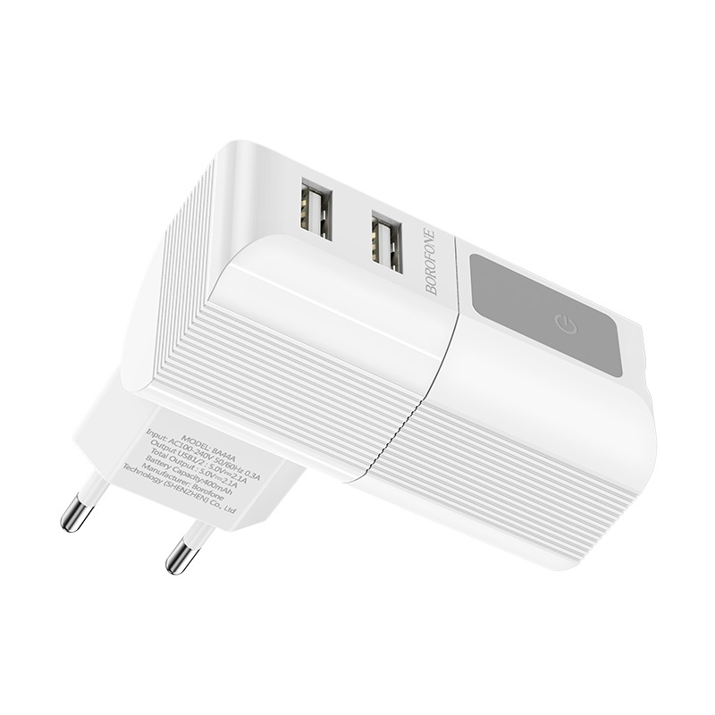 

Сетевое зарядное устройство Borofone BA44A Sage, 2USB, 2.1A, белый (6931474725639), BA44A Sage