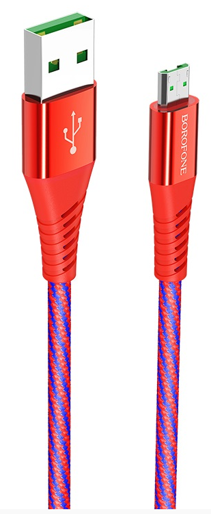 

Кабель USB 2.0(Am)-Micro USB 2.0(Bm), 4A, 1.2м, красный Borofone Craft BU13 (00000027031), BU13