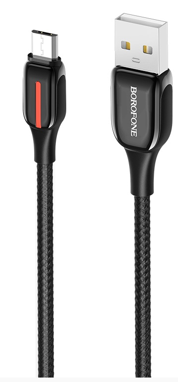

Кабель USB 2.0(Am)-Micro USB 2.0(Bm), 2.4A, 1.2м, черный Borofone Heroic BU14 (00000027031), BU14