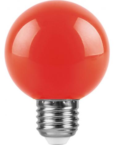 Лампа светодиодная E27 шар/G60, 3Вт / красный, Feron LB-371 (25905)