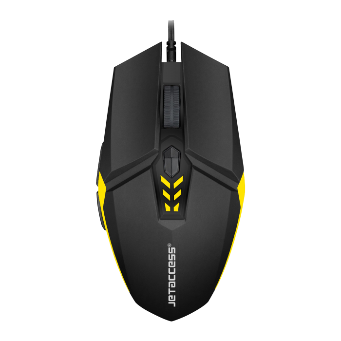 

Мышь проводная Jet.A OM-U58, 3200dpi, оптическая светодиодная, USB, черный/желтый, OM-U58