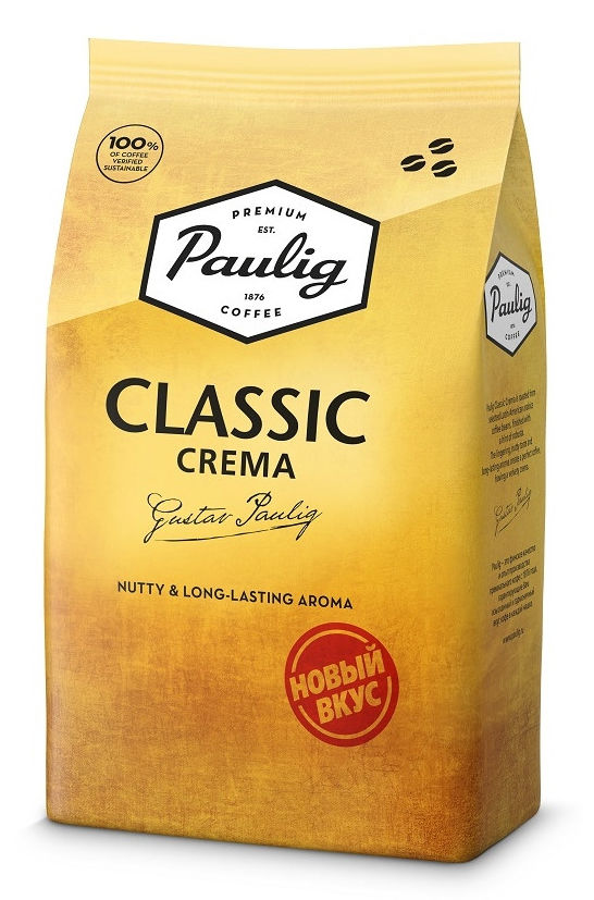

Кофе в зернах Paulig Classic Crema 1кг, средняя обжарка, смесь арабики и робусты (17534), Classic Crema