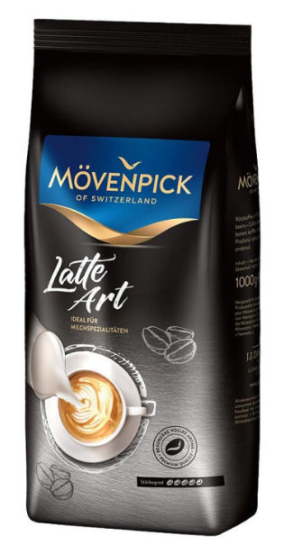 Кофе в зернах Movenpick Latte Art 1кг, темная обжарка, смесь арабики и робусты (17846)