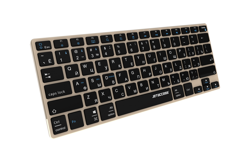 

Клавиатура беспроводная Jet.A SLIM LINE K2 BT, ножничная, Bluetooth, золотой, SLIM LINE K2 BT