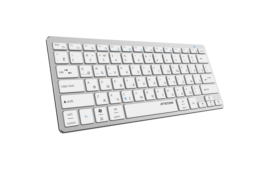 

Клавиатура беспроводная Jet.A SLIM LINE K4 BT, ножничная, Bluetooth, серебристый, SLIM LINE K4 BT
