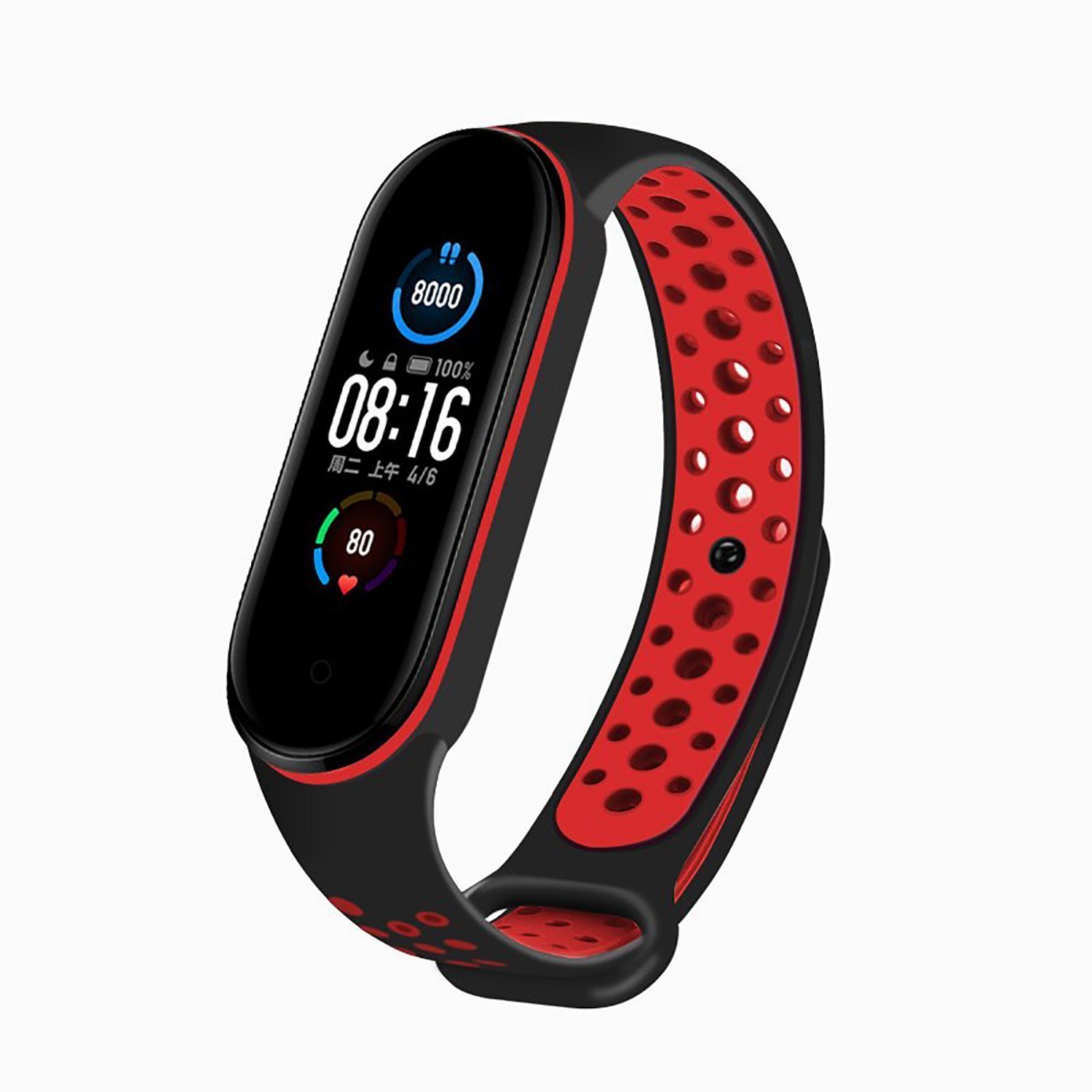 Ремешок для Xiaomi Mi Band 5/6, черный/красный