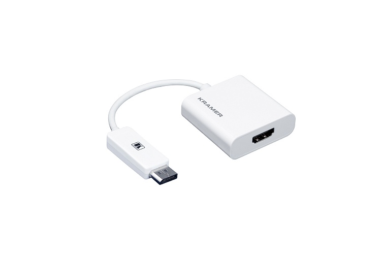 

Переходник (адаптер) DisplayPort(20M)-HDMI(19F) 4K, белый Kramer (ADC-DPM/HF/UHD)