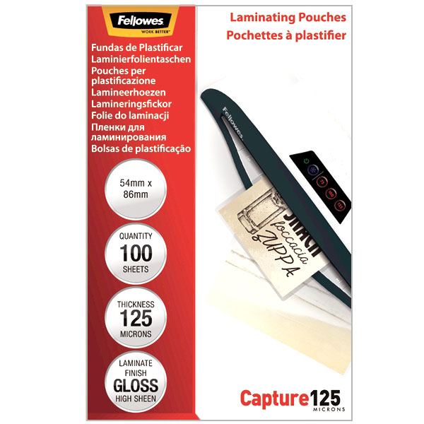 

Пленка для ламинирования FELLOWES 125мкм, 54x86, 100 шт., глянцевая, трехслойная (FS-53063)