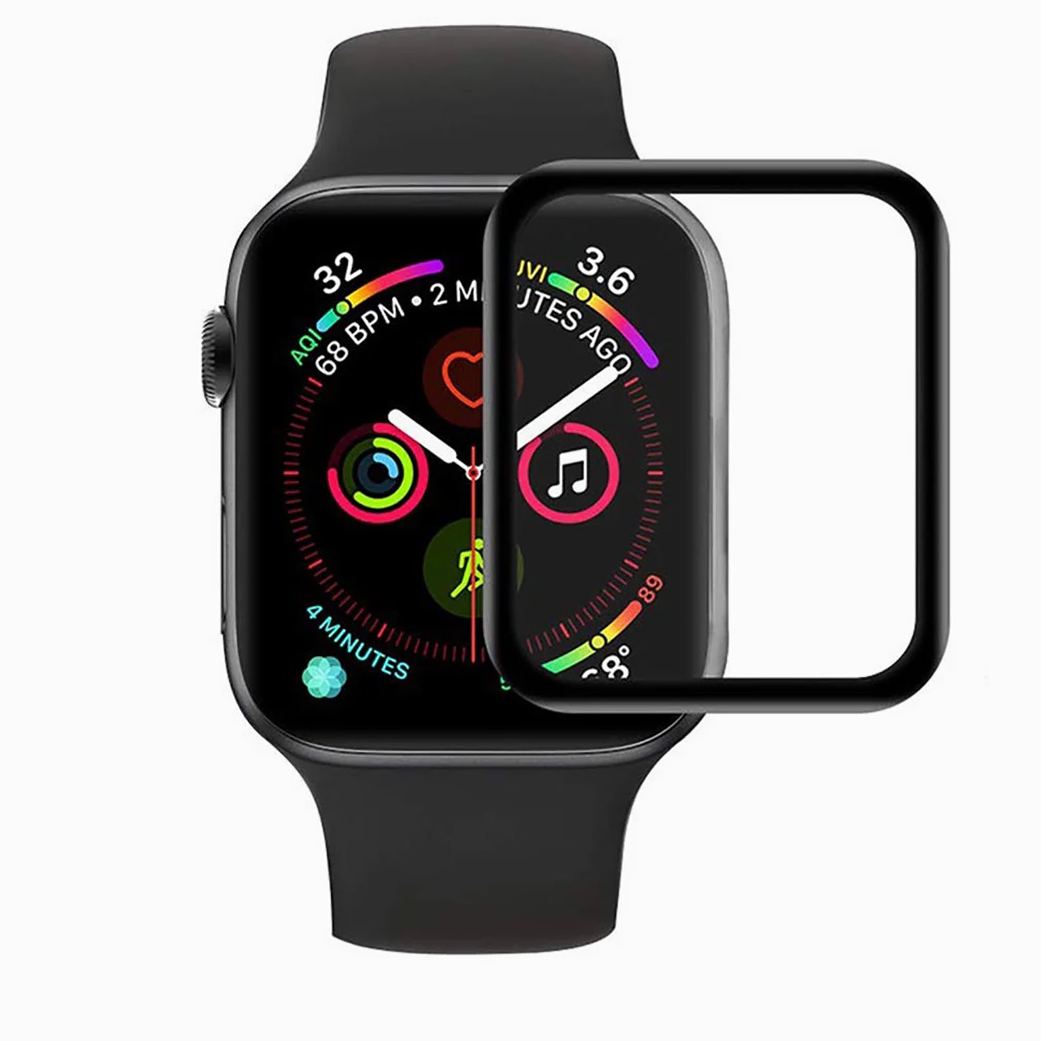 Защитная пленка Polymer nano для Apple Watch, 38mm, силиконовая, матовая, с черной рамкой (117516)