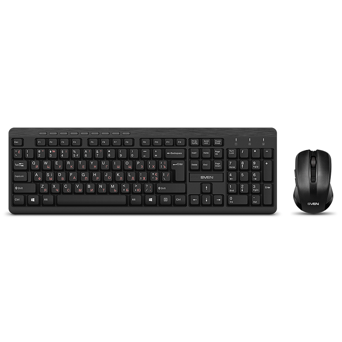 

Клавиатура + мышь Sven KB-C3400W, беспроводная, USB, черный (SV-018887), KB-C3400W
