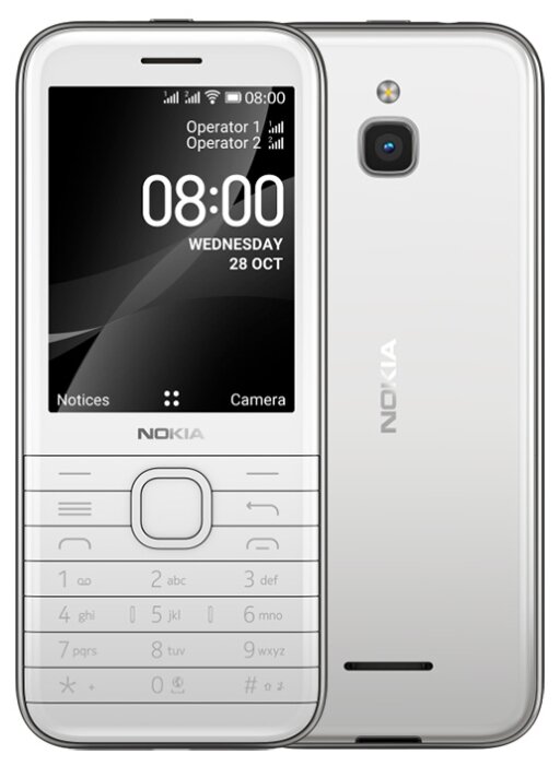 

Мобильный телефон Nokia 8000 4G, 2.8" 320x240, MSM8909, 512Mb RAM, 4Gb, 3G/LTE, WiFi, BT, 1xCam, 2-Sim, 1500mAh, micro-USB, белый (16LIOW01A09), 8000 4G
