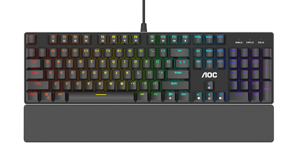 

Клавиатура проводная AOC GK500, механическая, Outemu Blue, подсветка, USB, черный (GK500D82R/01), GK500