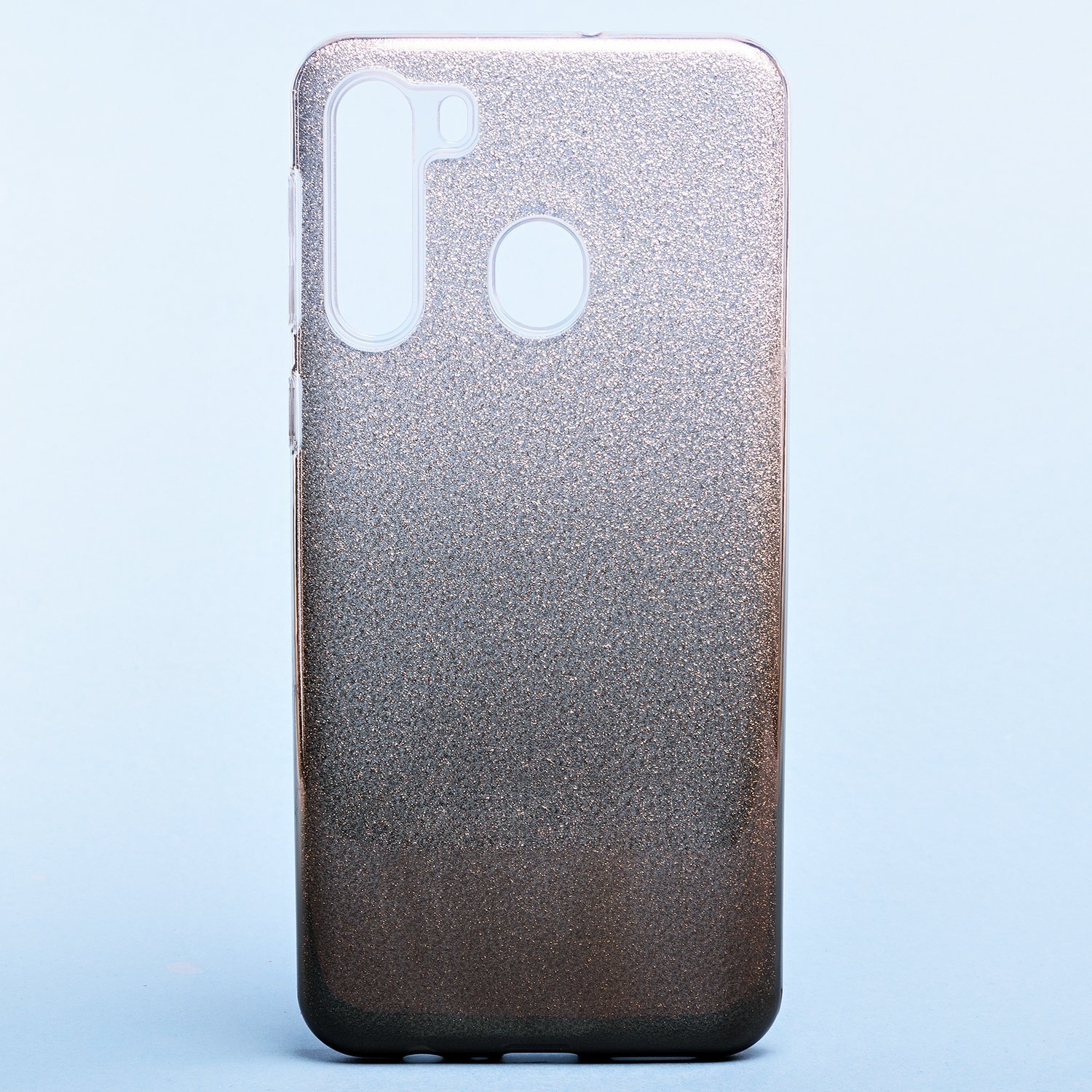 

Чехол-накладка SC097 для смартфона Samsung SM-A215 Galaxy A21, силикон, черный/серебристый (градиент) (119567)