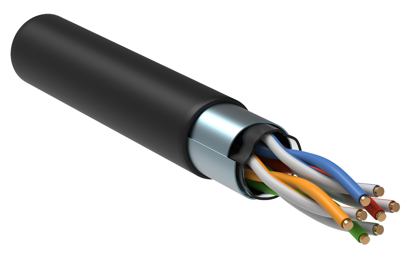 Витая пара FTP кат5e 4 пары CU 045 мм 305м внешний одножильный черный ITK BC3-C5E04-339-305-G 17100₽