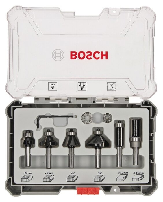 

Фреза набор концевая BOSCH 2607017468, кромочная, ⌀ хвостовика 6мм (2607017468), 2607017468