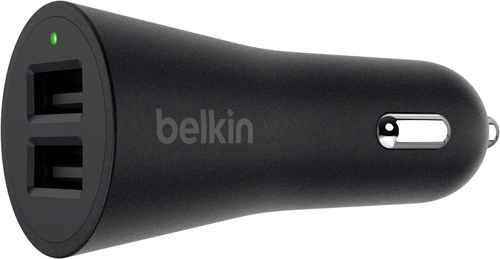 Автомобильное зарядное устройство Belkin Metallic F8M930btBLK, 2USB, 2.4A, черный (F8M930btBLK)