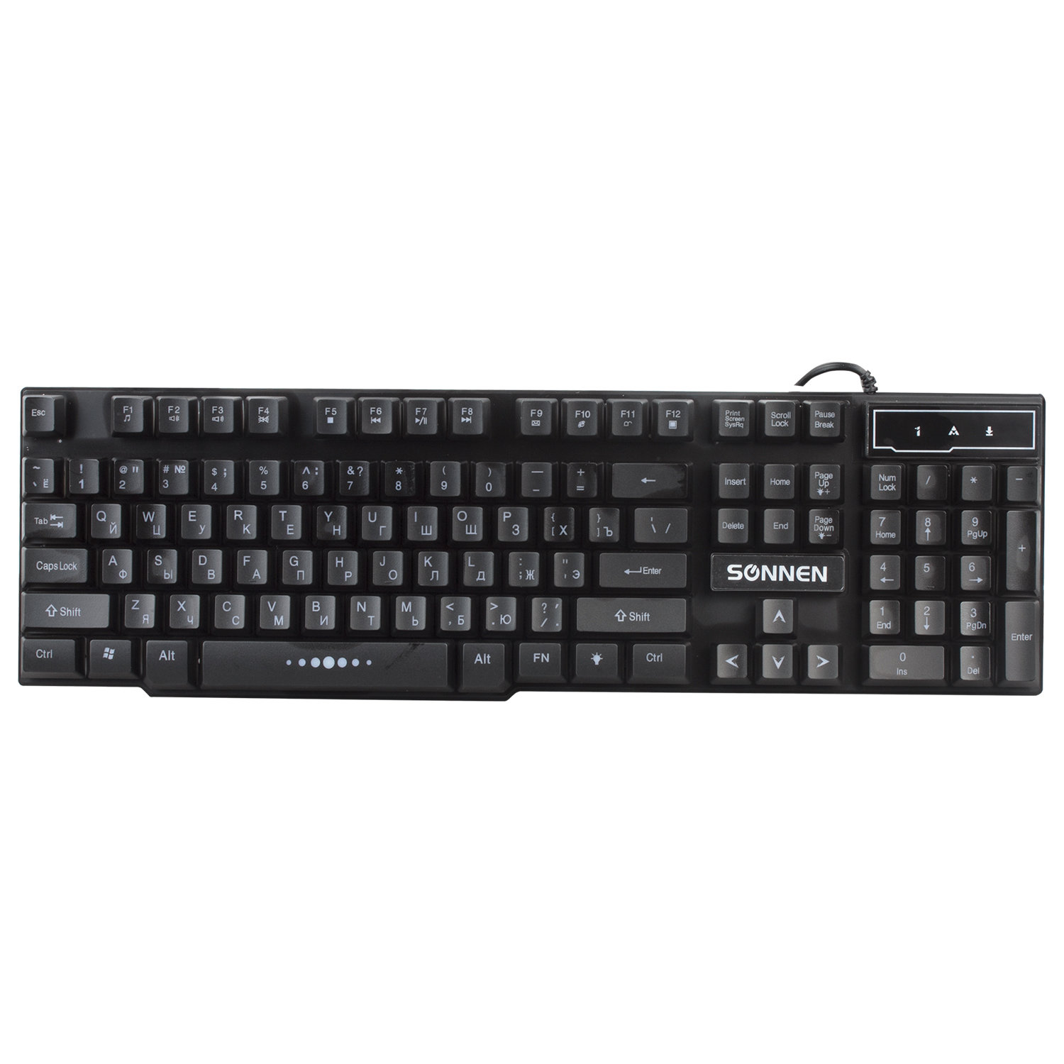 

Клавиатура проводная SONNEN KB-7010, мембранная, подсветка, USB, черный (512653), KB-7010