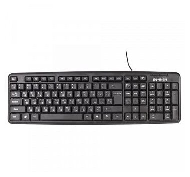 

Клавиатура проводная SONNEN KB-8136, мембранная, USB, черный (512651), KB-8136