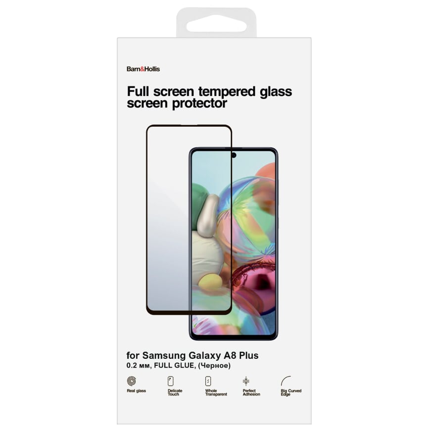 

Защитное стекло Barn&Hollis для экрана смартфона Samsung SM-A730 Galaxy A8 Plus (2018), FullScreen, черная рамка (УТ000021480)