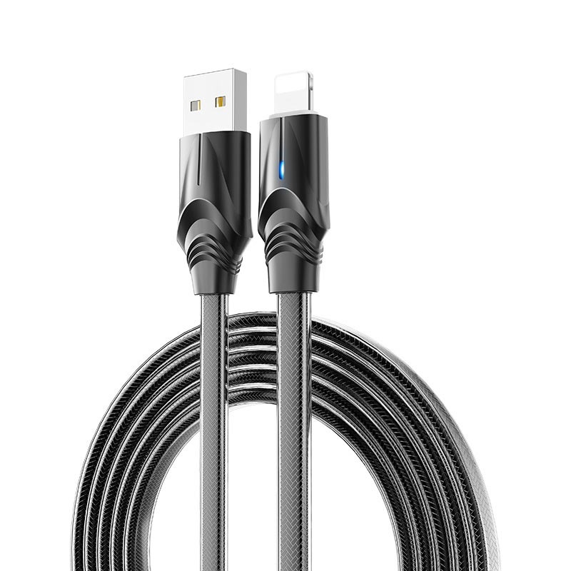 

Кабель USB-Lightning 8-pin, плоский, 2.4A, 1.2м, черный Borofone Synergy BU12 (15630), BU12