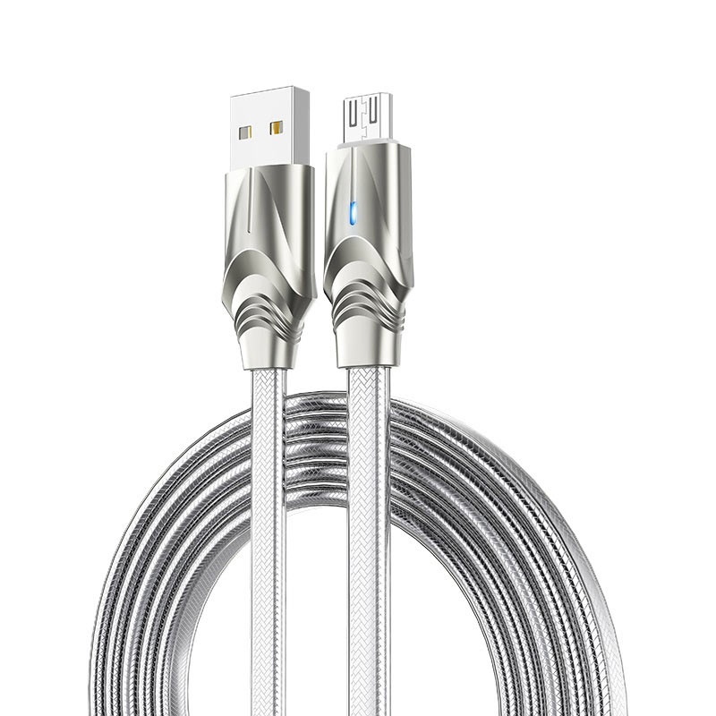 

Кабель USB-Micro USB, плоский, 2.4A, 1.2м, серебристый Borofone Synergy BU12 (15661), BU12