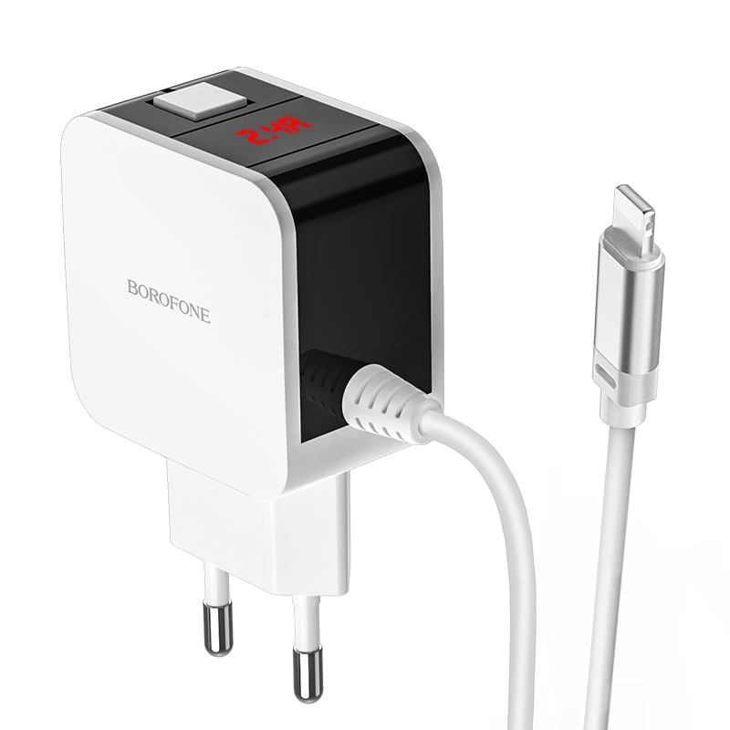 

Сетевое зарядное устройство Borofone BA41A Power Lake, 2USB, 2.4A, белый (25820), Lightning 8pin, BA41A Power Lake