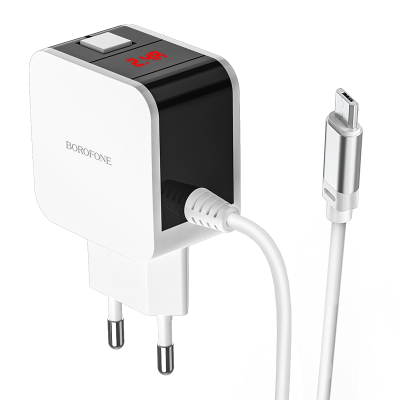 

Сетевое зарядное устройство Borofone BA41A Power Lake, 2USB, 2.4A, белый (25837), кабель microUSB, BA41A Power Lake