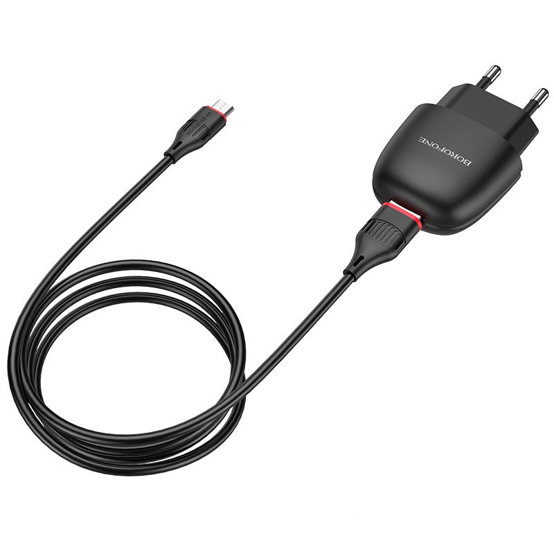 

Сетевое зарядное устройство Borofone BA49A Vast power, 1USB, 2.1A, черный (28449), кабель microUSB, BA49A Vast power