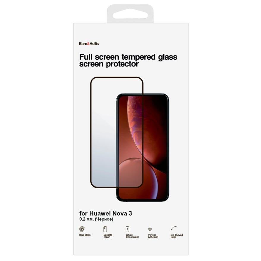 

Защитное стекло Barn&Hollis для экрана смартфона Huawei Nova 3, FullScreen, черная рамка (УТ000021444)