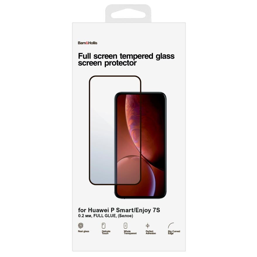 

Защитное стекло Barn&Hollis для экрана смартфона Huawei P Smart/Enjoy 7S, FullScreen, белая рамка (УТ000021445)