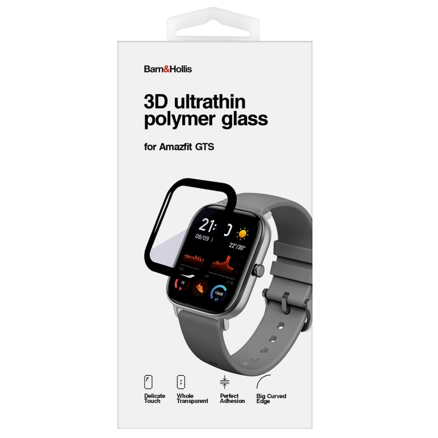 Защитное стекло 3D Barn&Hollis для Amazfit GTS, с черной рамкой (УТ000022756)