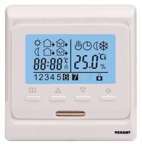 

Терморегулятор REXANT R51XT, с дисплеем, программируемый, белый (2080400615), R51XT
