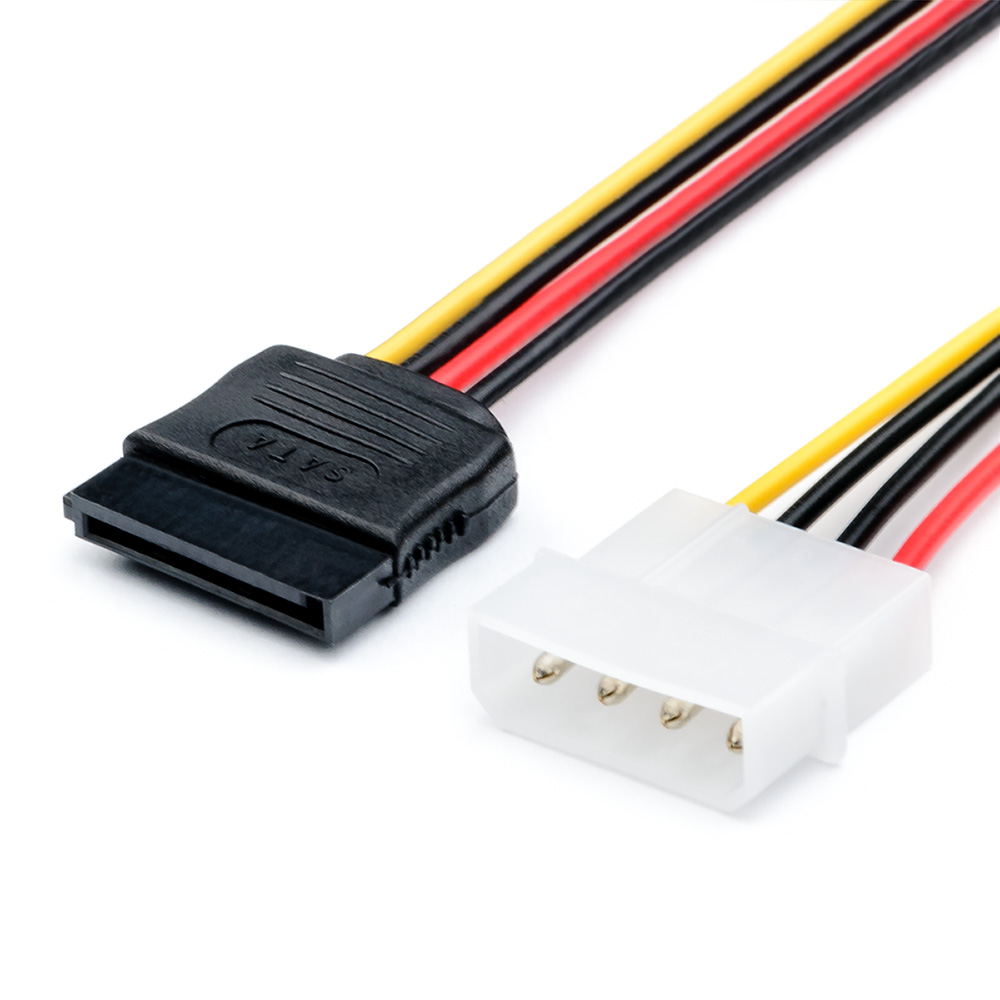 Кабель питания Molex(M)-SATA 15-pin(F) ATCOM, 15 см, прямой (AT3798)