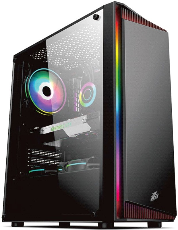 Корпус 1STPLAYER RAINBOW RB-4, ATX, Midi-Tower, USB 3.0, черный, Без БП (RB-4-1G6)