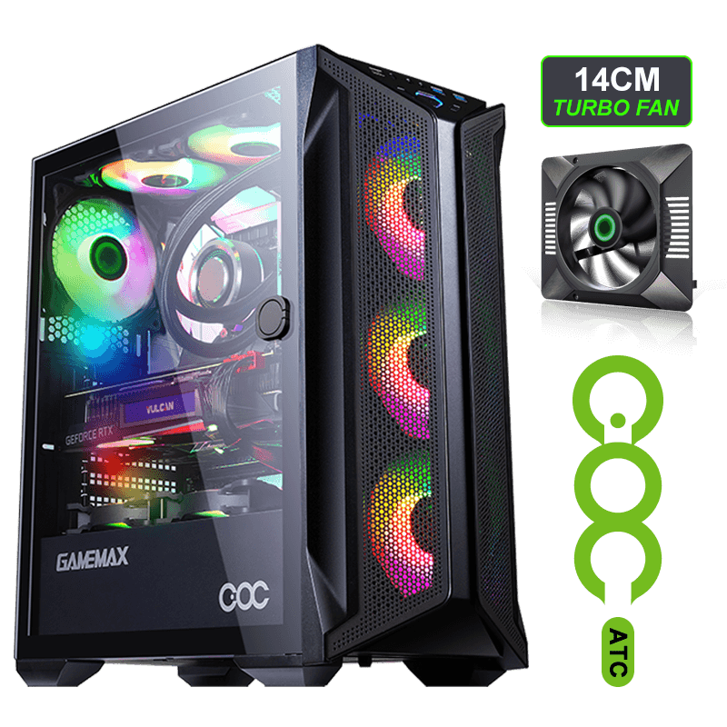 

Корпус GameMax Brufen C1, ATX, Midi-Tower, 2xUSB 3.0, RGB подсветка, черный, без БП, Brufen C1