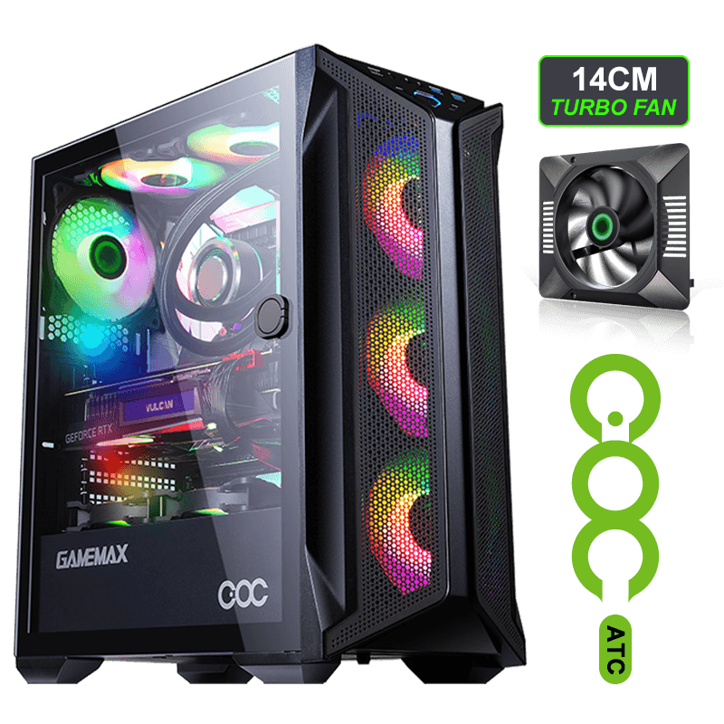 Корпус GameMax Brufen C1, ATX, Midi-Tower, 2xUSB 3.0, RGB подсветка, черный, без БП