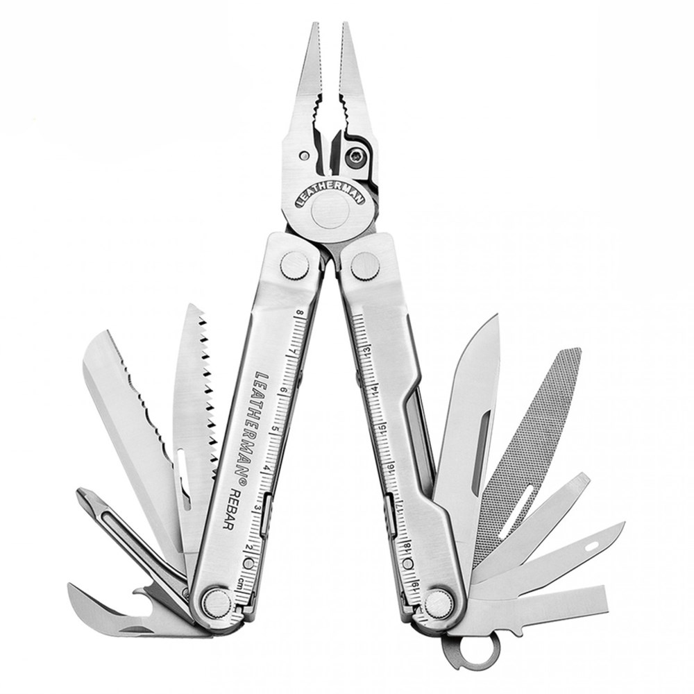 

Мультитул пассатижи 17 в 1, чехол, серебристый, LEATHERMAN REBAR (831557), REBAR