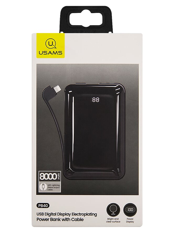 Портативный аккумулятор (Powerbank) USAMS US-CD107, 8000mAh, 1xUSB, 2.1A, черный - фото 1