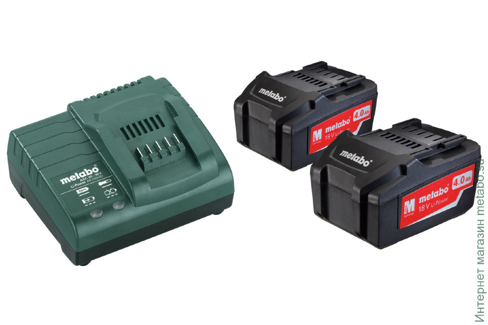 Набор Metabo Basic-Set 685050000, 18V, 4Ah, Li-Ion для Metabo, 2 АКБ 18В/4А·ч и ЗУ ASC 30-36 В (685050000)