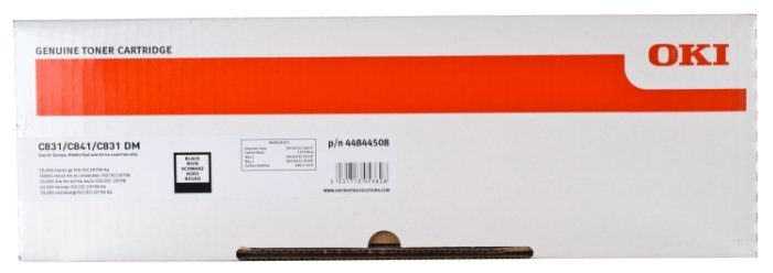 

Картридж лазерный OKI 44844508, черный, 10000 страниц, оригинальный для OKI C831/841