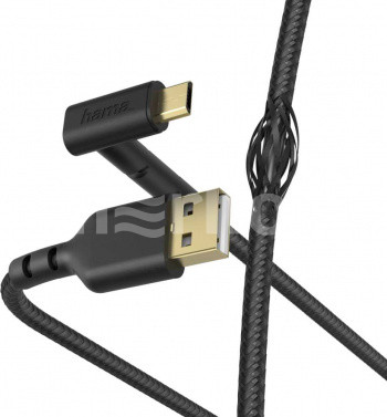 

Кабель USB-Micro USB, угловой, позолоченные разъемы, 2A, 1.5м, черный Hama (00187215)